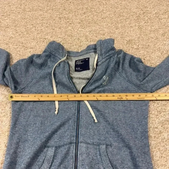 American Eagle AEO Blue Hooded Sweatshirt Hoodie Size Medium Full Zip Y2K - Picture 4 of 9